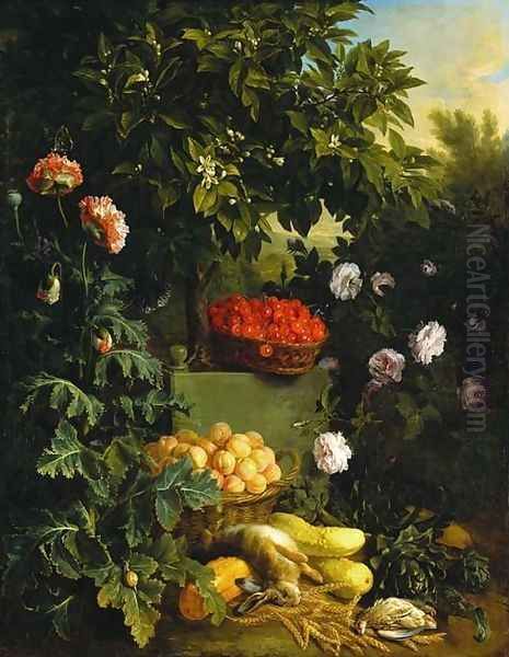 Still Life (Summer) Oil Painting by Alexandre-Francois Desportes