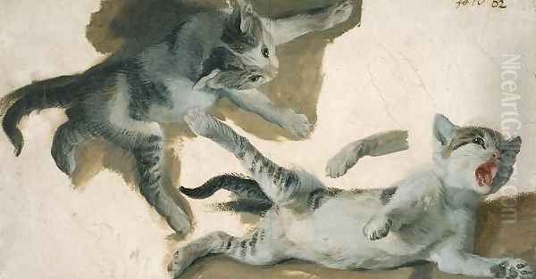 Sketches of a Kitten Oil Painting by Alexandre-Francois Desportes