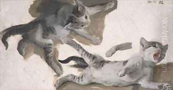 Sketches of a Kitten 2 Oil Painting by Alexandre-Francois Desportes