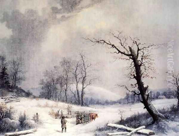 The Wood Sled Oil Painting by George Henry Durrie