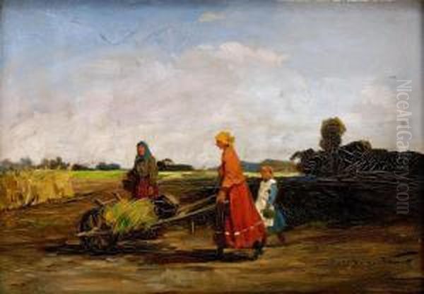 Na Jesennom Poli Oil Painting by Gyula Gyertyanyi Nemeth