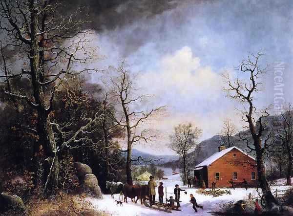 Winter Scene Oil Painting by George Henry Durrie