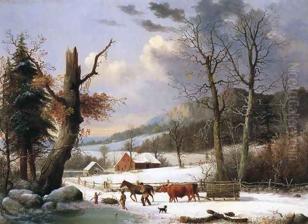 Gathering Wood for Winter Oil Painting by George Henry Durrie