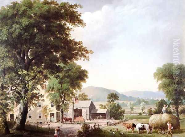 Haying at Jones Inn Oil Painting by George Henry Durrie