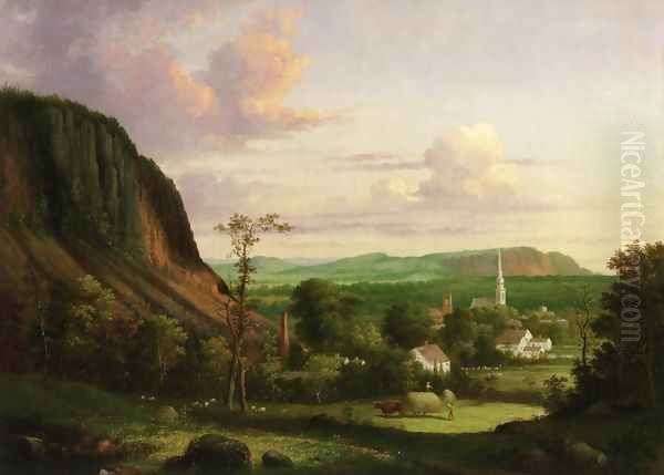 View of Westville Oil Painting by George Henry Durrie