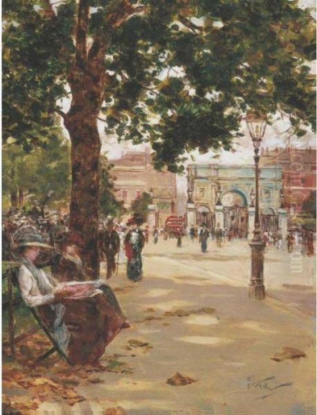 Marble Arch Speakers Corner London Oil Painting by Girolamo Pieri B. Nerli