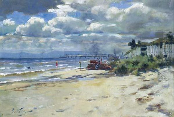 Port Philip Foreshore Oil Painting by Girolamo Pieri B. Nerli