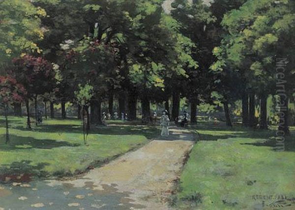 Regent Park Oil Painting by Girolamo Pieri B. Nerli