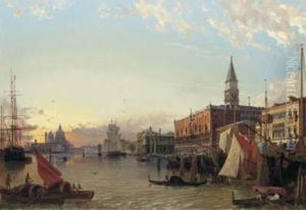 The Doge's Palace And The 
Piazzetta Di San Marco With A View Of The Grand Canal And Santa Maria 
Della Salute Beyond Oil Painting by Friedrich Nerly