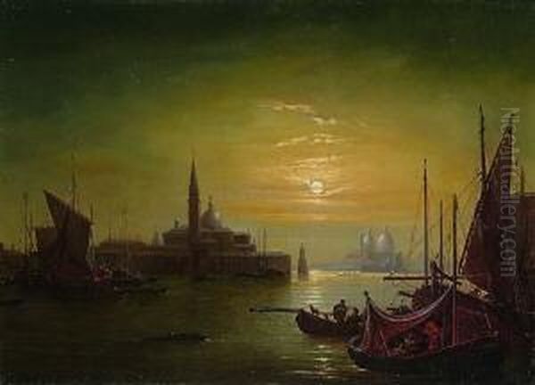 Venedig Bei Mondlicht. Oil Painting by Friedrich Nerly