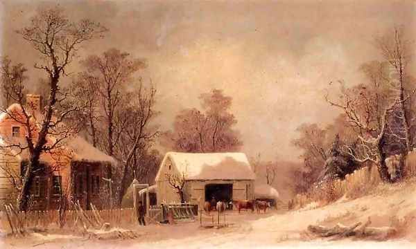 Winter in the Country Oil Painting by George Henry Durrie