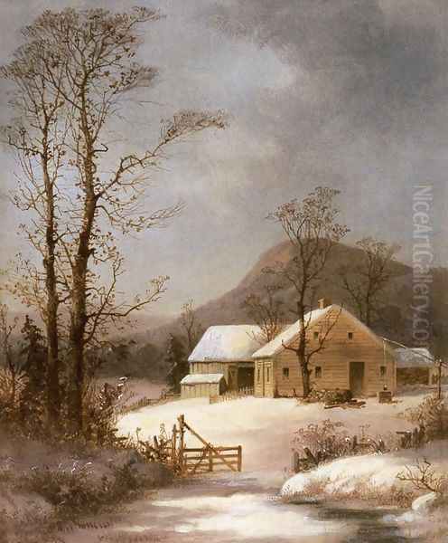 Winter Farmyard Oil Painting by George Henry Durrie