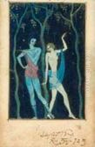 Bailarinos Oil Painting by Ismael Nery