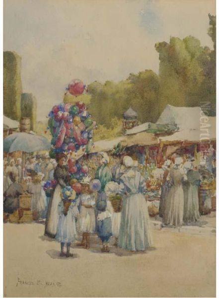 The Balloon Seller, Chesion Oil Painting by Frances E. Nesbitt