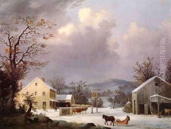 Jones Inn, Winter I Oil Painting by George Henry Durrie