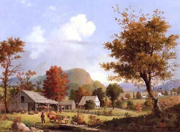 Autumn Cider Pressing 1855 Oil Painting by George Henry Durrie