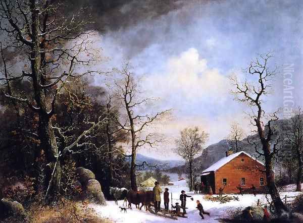 Winter Scene 1857 Oil Painting by George Henry Durrie