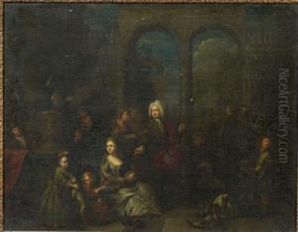 Le Retour De Chasse Dans Un Palais Classique Oil Painting by Constantin Netscher