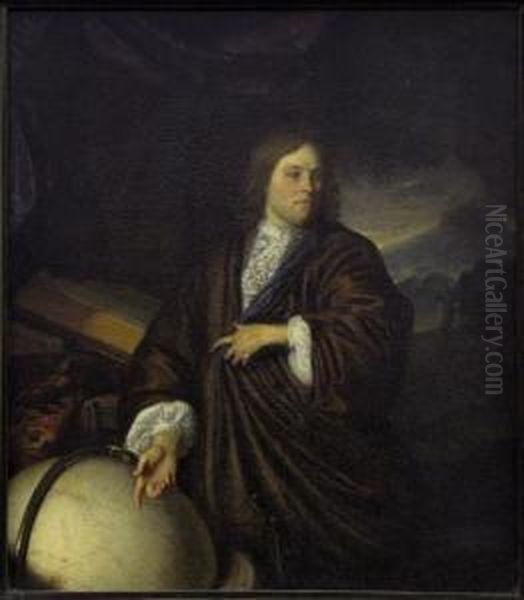 Portrait Of A Gentleman With A Globe Oil Painting by Constantin Netscher