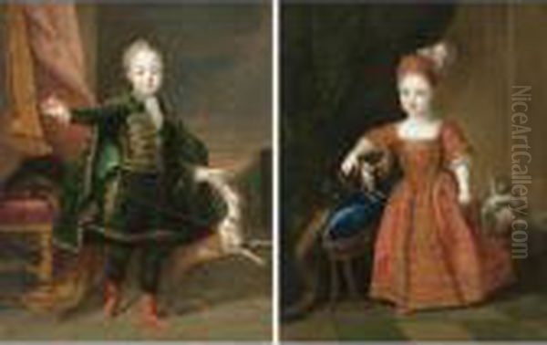 Portrait Of A Boy, Said To Be 
Son Of Maximilian Emanuel (joseph-ferdinand?), Elector Of Bavaria; And 
Portrait Of A Girl Oil Painting by Constantin Netscher