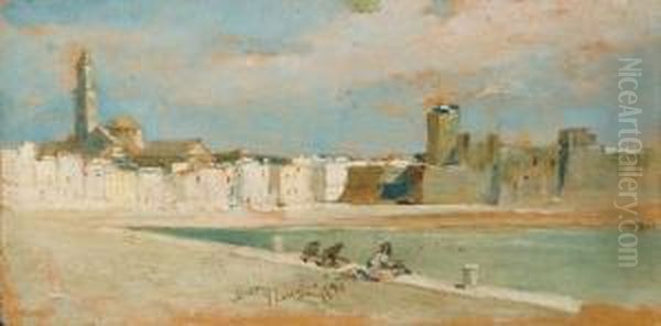 Bari, Lungo Mare Oil Painting by Francesco Netti