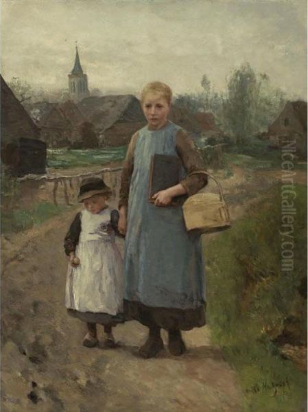 Return From Church Oil Painting by Albertus Johan Neuhuys