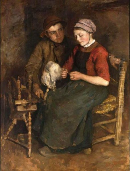 Young Love Oil Painting by Albertus Johan Neuhuys