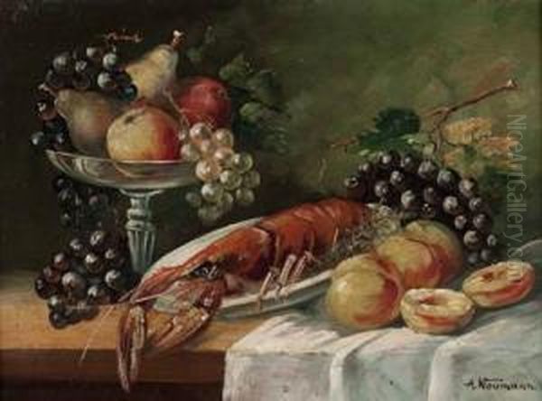 Obststillleben Mit Languste Oil Painting by Abraham Neumann