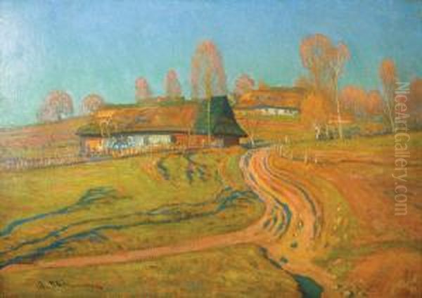 Village En Automne Oil Painting by Abraham Neumann