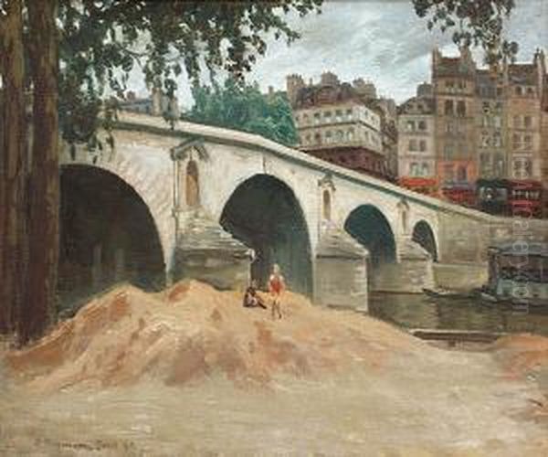 Pont Neuf W Paryzu Oil Painting by Abraham Neumann