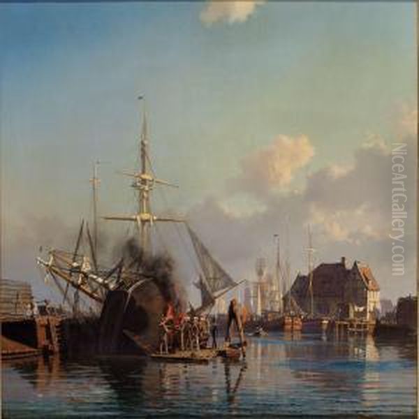 From The Port Ofcopenhagen Oil Painting by Carl Johan Neumann