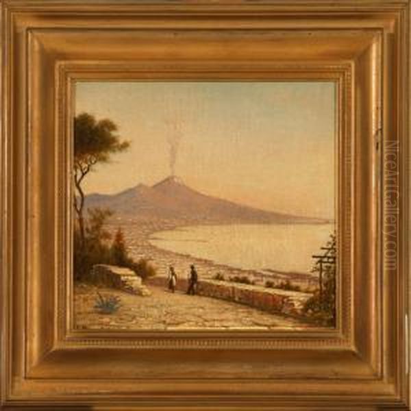 The Bay Of Naples Oil Painting by Carl Johan Neumann