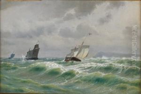 Seascape From Boulogne Oil Painting by Carl Johan Neumann