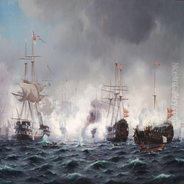 The Battle Of Copenhagen Oil Painting by Johann Jens Neumann