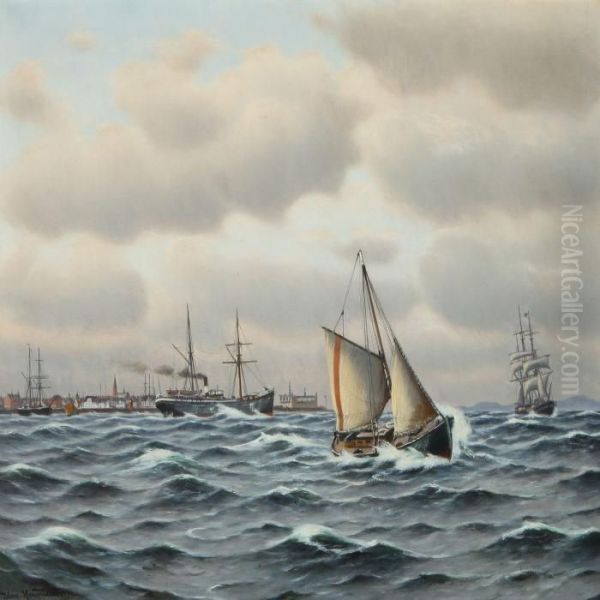 Seascape Oil Painting by Johann Jens Neumann