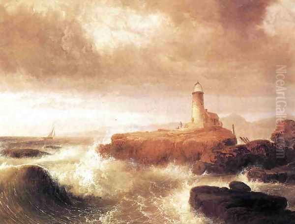 Desert Rock Lighthouse Oil Painting by Thomas Doughty