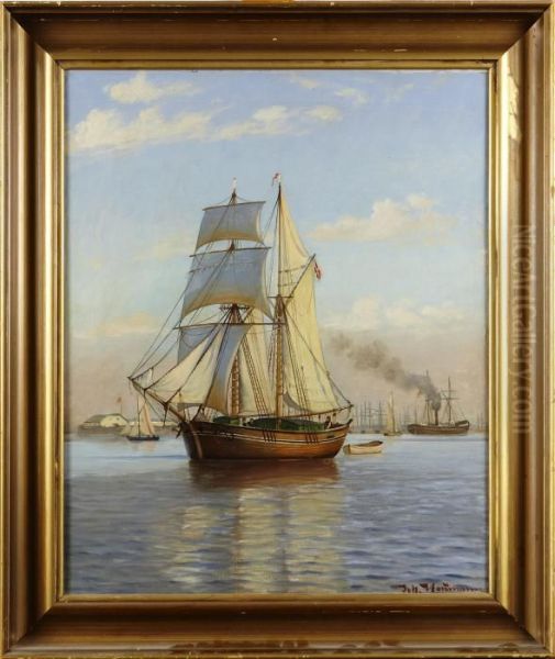 Motiv Fran Langelinie Kopenhamn Oil Painting by Johann Jens Neumann