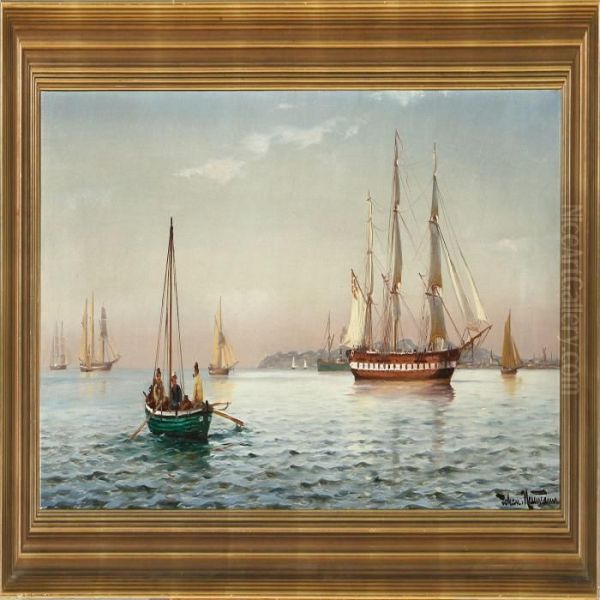 A Summer Afternoon At
Hornbaek Bay Oil Painting by Johann Jens Neumann