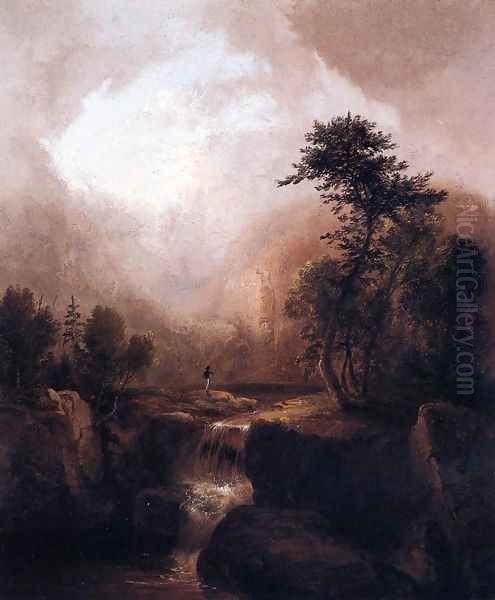 Landscape with Waterfall Oil Painting by Thomas Doughty