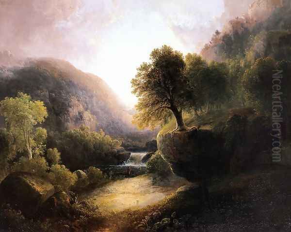 River Landscape Oil Painting by Thomas Doughty