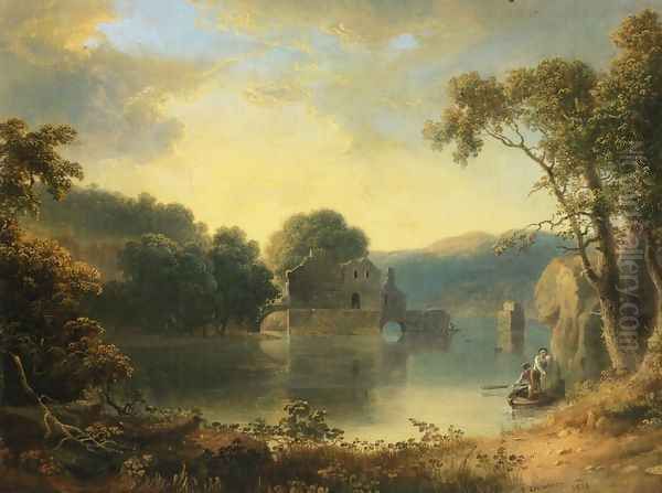 Ruins in a Landscape Oil Painting by Thomas Doughty