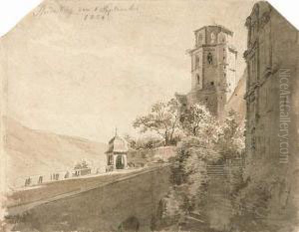 Heidelberg: Ansicht Vom Schloss. Oil Painting by Eugen Napoleon Neureuther