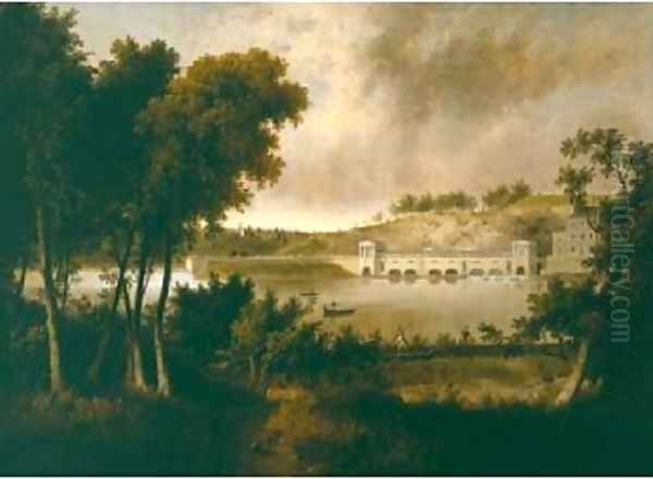 View of the Fairmount Waterworks Philadelphia from the Opposite Side of the Schuylkill River 1824 26 Oil Painting by Thomas Doughty