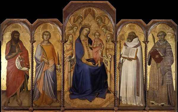 Virgin and Child with Saints 1362 Oil Painting by Luca Di Tomme