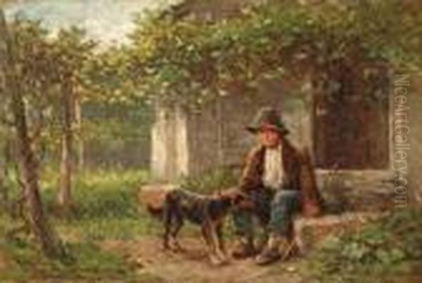 Young Boy With Dog
Signed 'hugh Newell' (lower Left) Oil Painting by Hugh Newell