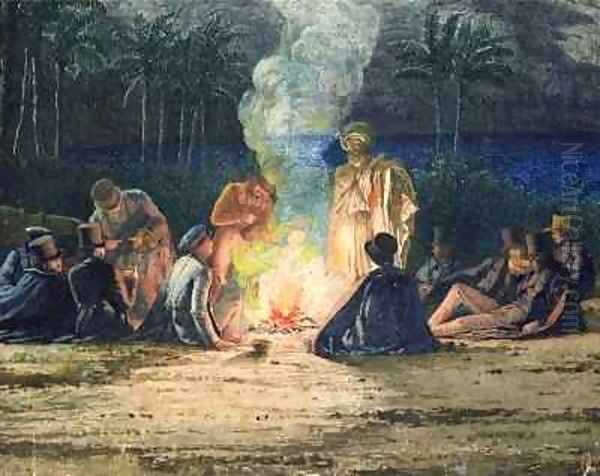 Artists in the Desert by Moonlight Oil Painting by Richard Dadd