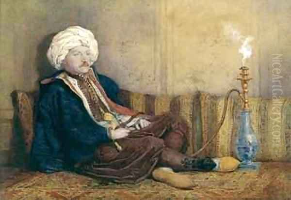 Portrait of Sir Thomas Philips in Eastern Costume Reclining with a Hookah Oil Painting by Richard Dadd