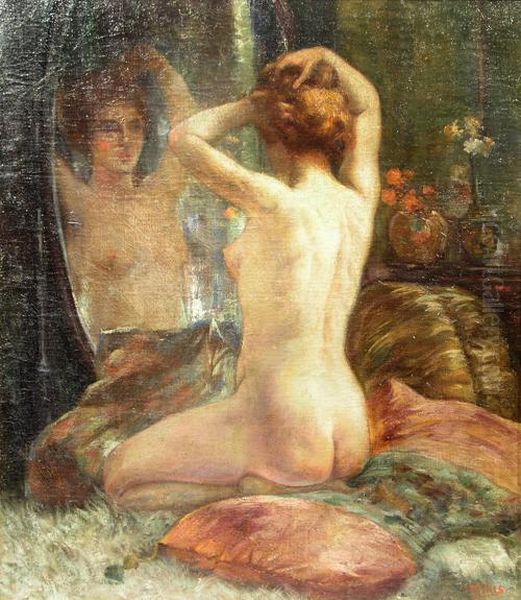 In Front Of The Mirror Oil Painting by Jean Neylies