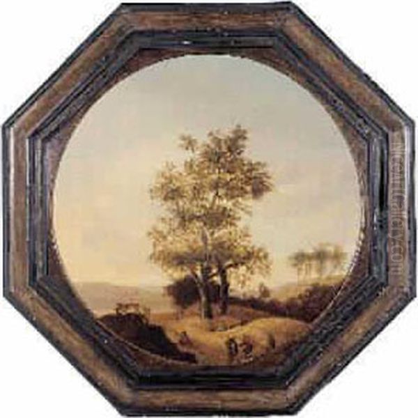 Paysage Ombrage Avec Villageois Sur Un Terrain Creux Oil Painting by Gillis Neyts