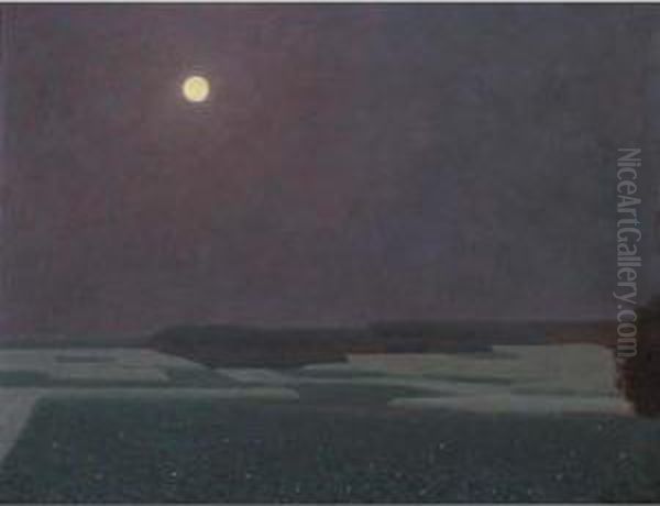 Landscape By Moonlight Oil Painting by Ferdinand Hart Nibbrig